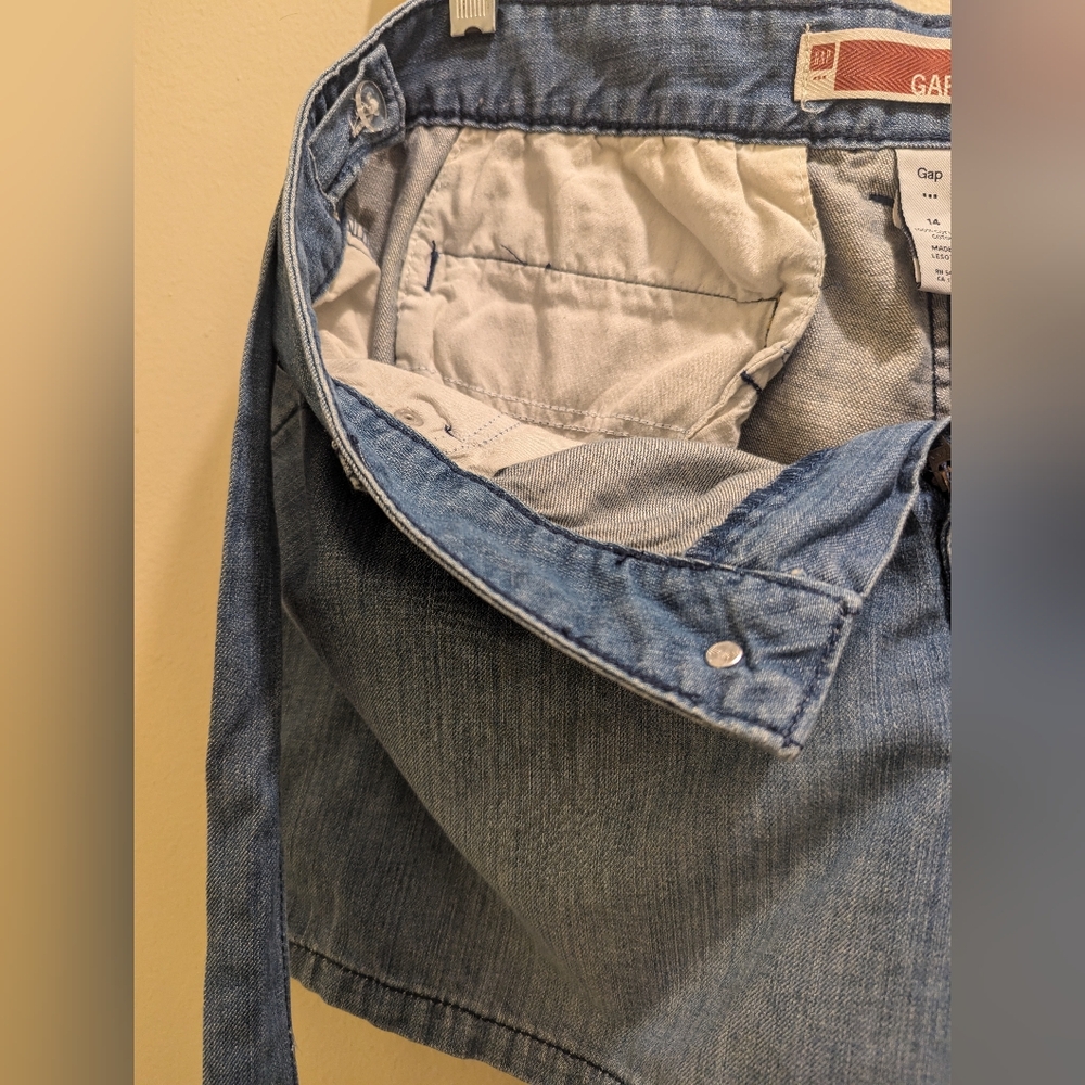 Gap Tie Belt Denim Medium Blue Jean Shorts High Rise Retro- 14 - Picture 10 of 13